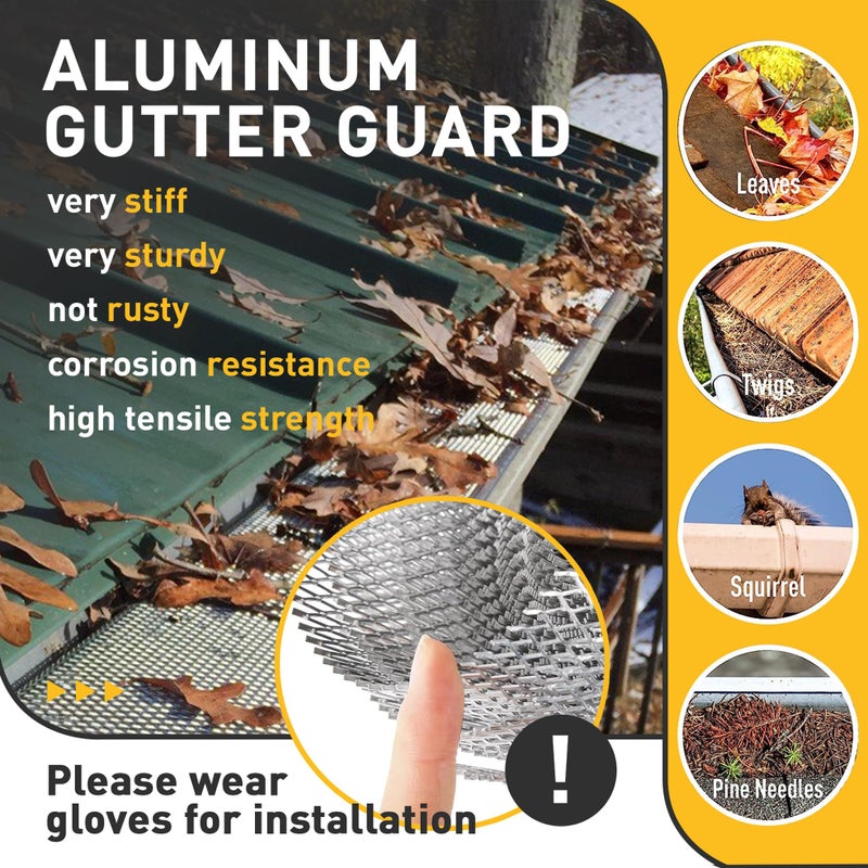 EUSTREER Aluminum Gutter Guard 5 Inch x 50 Feet Roll  Aluminum Leaf Filter Gutter Protection  Leaf Guard Protects from Branches  Leaves  Debris  Easy Install  Does Not Rust - Image 2